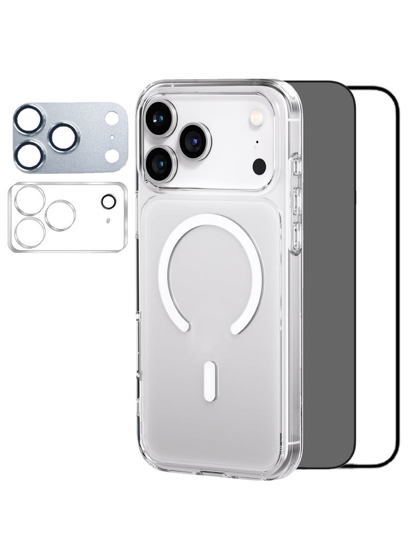 MOBM For Apple iPhone 17 Pro Max 6.9 Protection – MagSafe Clear Case - Clear & Privacy Screen Protector - Aluminum & Glass Camera Lens Protector - Image 1